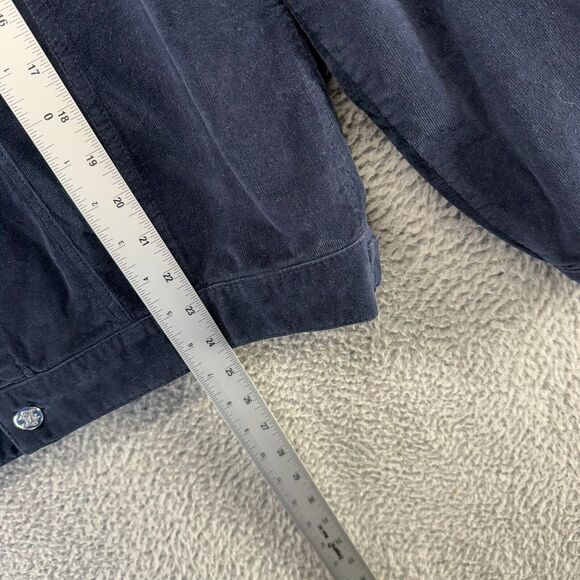 Zara Jacket Men's Large Blue Navy Corduroy Bomber Trucker Boxy Crop Pockets - Picture 5 of 10